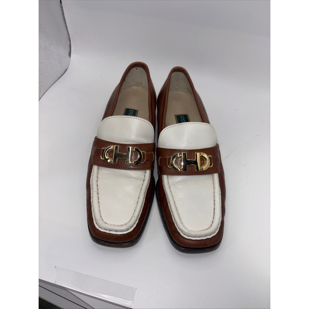 Cole Haan Womens Brown White Leather Horsebit Loafers Made Italy 8127 Size 5.5B - Picture 8 of 12
